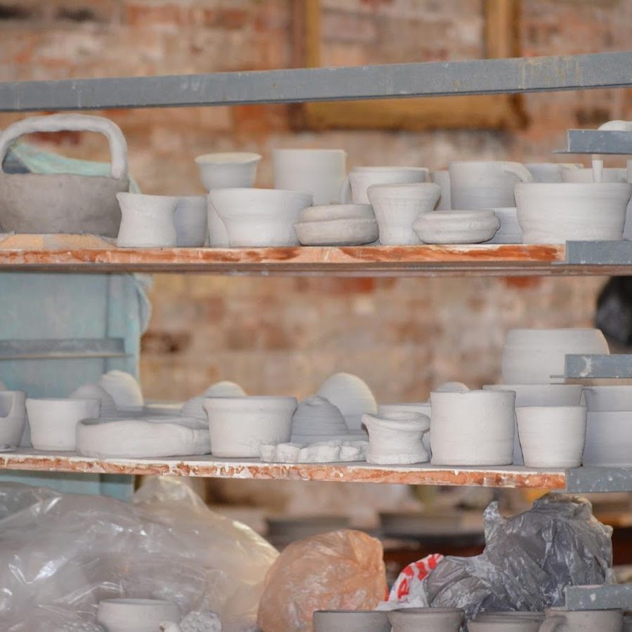 Pottery display at The Clay Center of Ohio in Crooksville and Roseville, Perry County, Ohio.