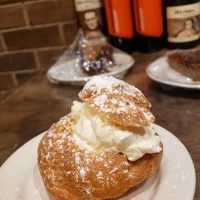 Cream puff on plate at The Clay Haus restaurant in Somerset, Perry County, Ohio