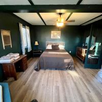 Bedroom at one of Avenwood Cabins in Perry County, Ohio.