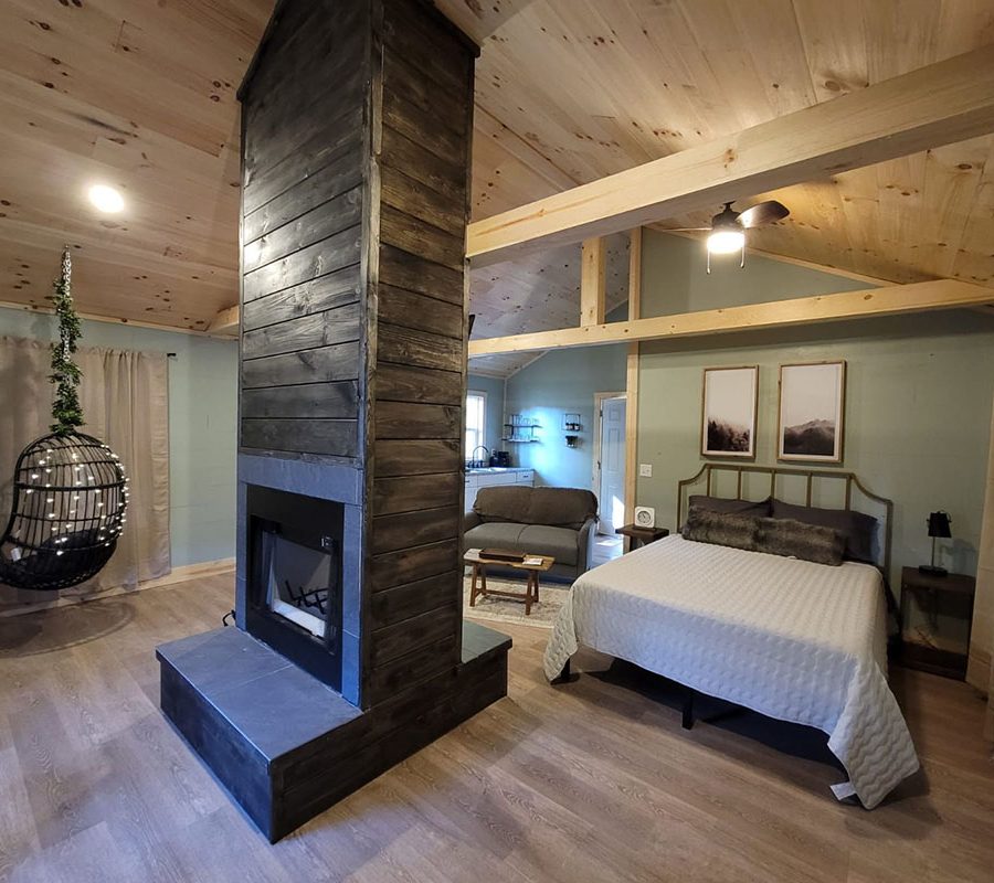 Living room at one of Avenwood Cabins in Perry County, Ohio.