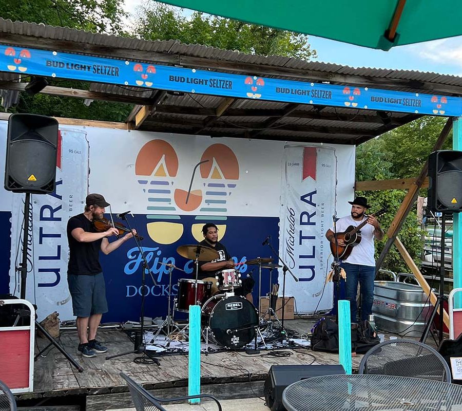 Music stage at The Copper Penny in Thornville at Buckeye Lake, Perry County, Ohio.