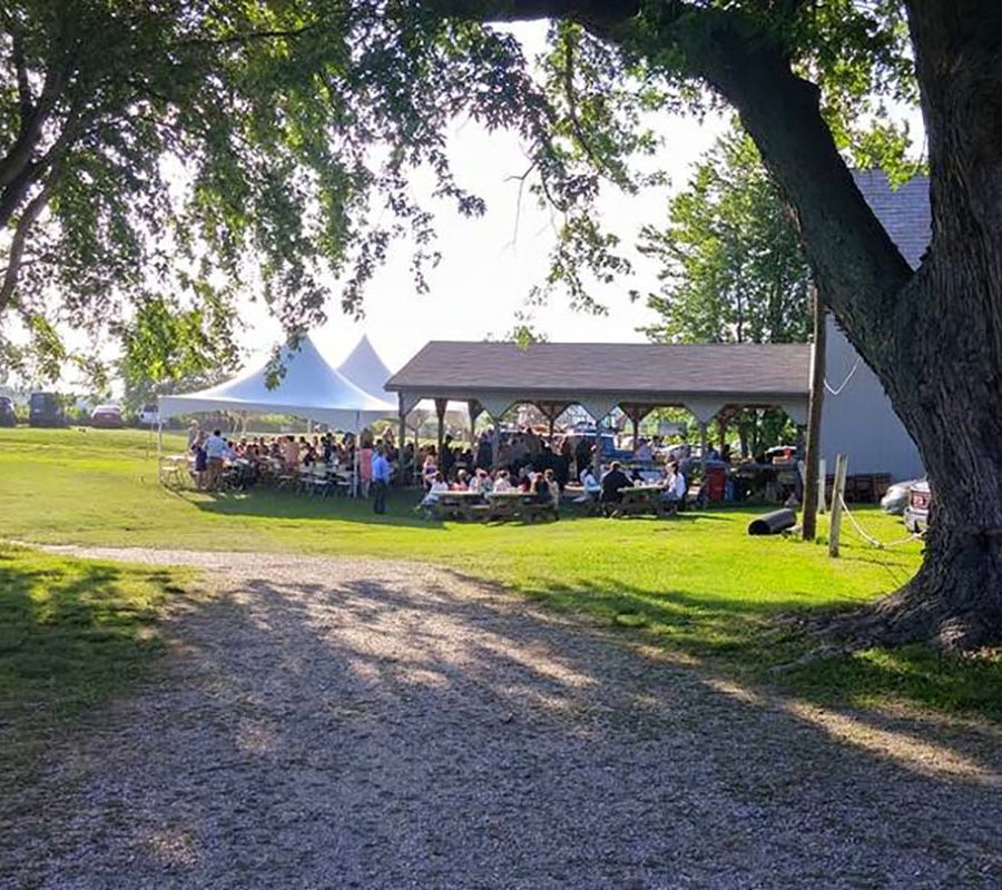 Daytime event under tents at Coyote Run Golf Course in Thornville, Perry County, Ohio.