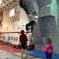 Climbers on the climbing wall at the Crooksville Recreation Center in Perry County, Ohio.