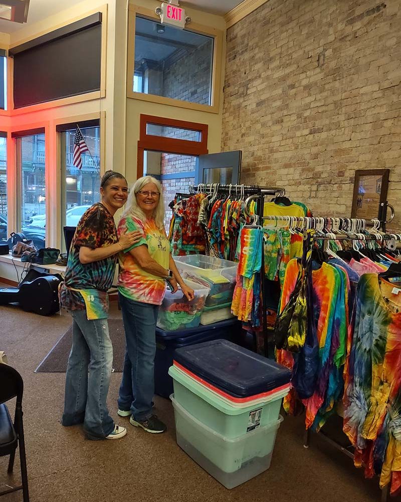 Local merchants selling tie dye at Second Saturday - a summer event sponsored by Destination Shawnee in Perry County, Ohio.