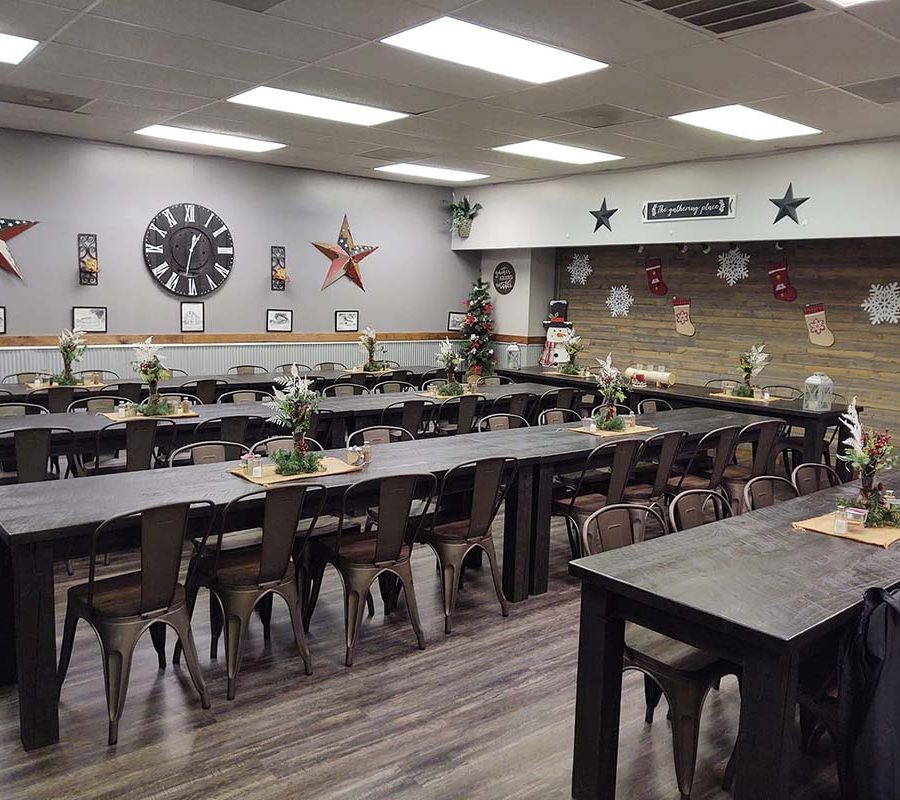 Interior group dining set-up at Dodson's on Broadway in New Lexington, Perry County, Ohio