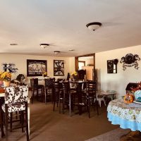 Dining area inside the Enchanted Carriage House lodging in Thornville, Perry County.