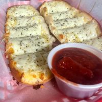 Cheese Bread with Marinara at Firehouse Pizza in Thornville, Perry County, Ohio.