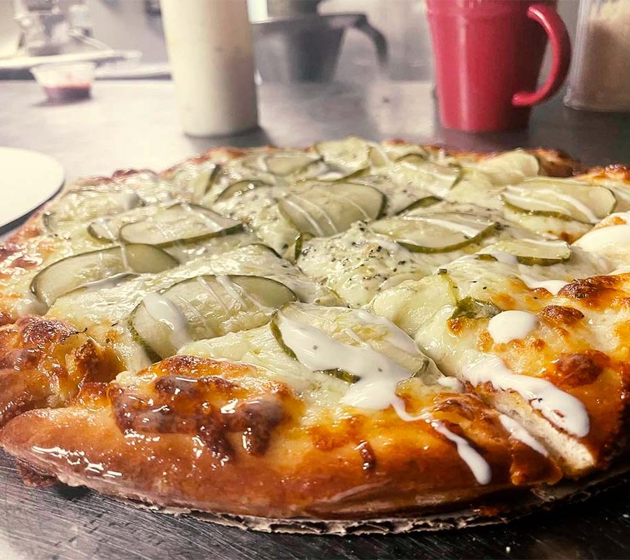 The Pickle Pie at Firehouse Pizza in Thornville, Perry County, Ohio.