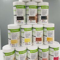 Pyramid of Herbalife shake powders at Generally Fit, a smoothie, tea and coffee shop in Somerset, Perry County, Ohio.