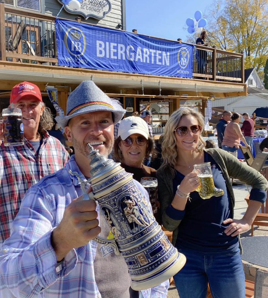 Group of people enjoying Oktoberfest at Horvath's Harbor in Thornville, Perry County, Ohio.