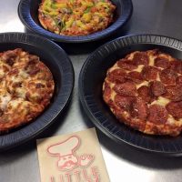 Trio of small pizzas from Little Italy Pizza in New Straitsville, Perry County, Ohio.