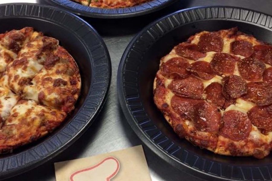 Trio of small pizzas from Little Italy Pizza in New Straitsville, Perry County, Ohio.