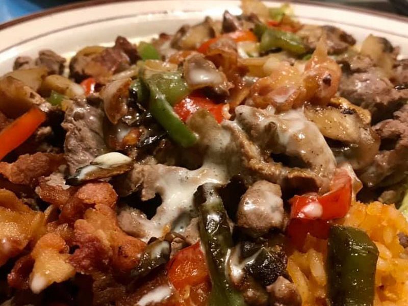 Beef entrée from Los Mariachis in New Lexington, Perry County, Ohio.