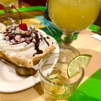 Fried ice cream dessert with margarita from Los Mariachis in New Lexington, Perry County, Ohio.