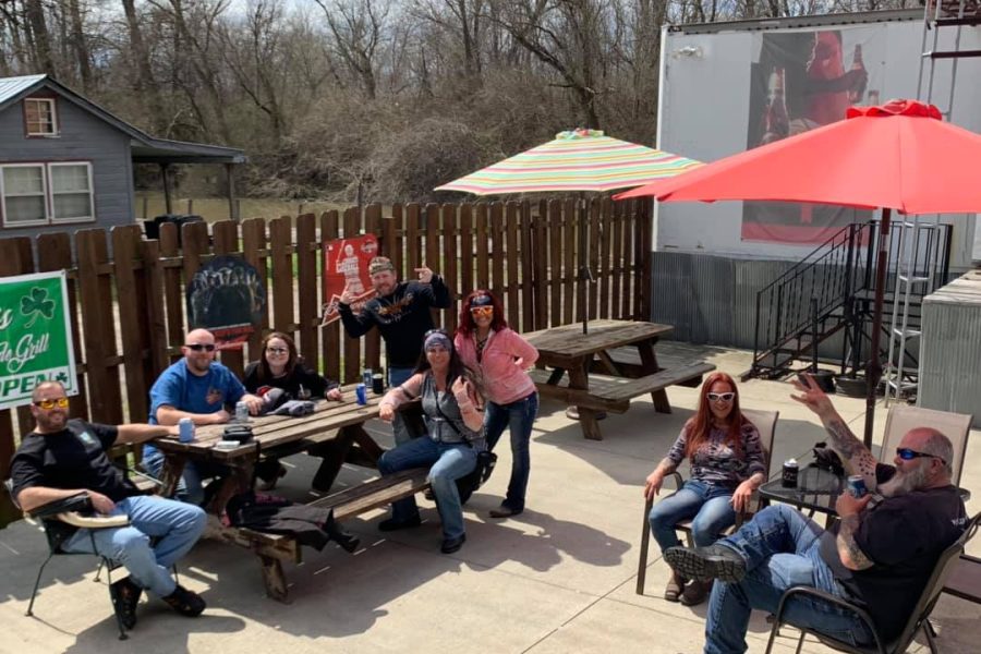 Guests enjoying the patio at Lucky's Lakeside Grill in Thornville, Perry County, Ohio.