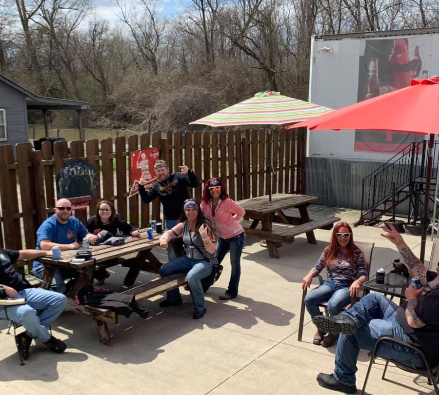 Guests enjoying the patio at Lucky's Lakeside Grill in Thornville, Perry County, Ohio.