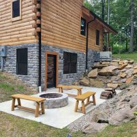 Outdoor fire pit at Peek a Boo Cabin in southeastern Ohio