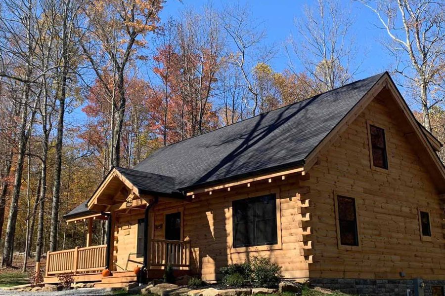 Exterior of cabin at Peek-A-Boo Cabins, Hocking Hills, Perry County.