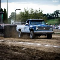 Truck pulling in a contest at the Perry County Fair in New Lexington, Ohio