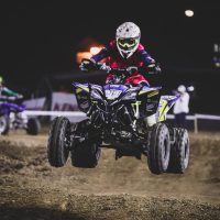 ATV rider airborne while competing at the Perry County Fair in New Lexington, Ohio