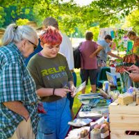 Shoppers enjoying the First Friday Farmer's Market in Shawnee, Perry County, Ohio