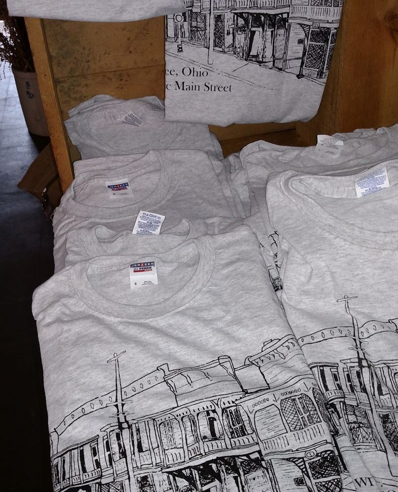 T-Shirts on display at Shawnee Mercantile in Shawnee, Perry County, Ohio