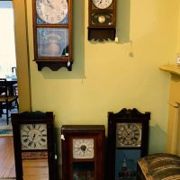 Antique clocks on display at Somerset Art & Antiques in Somerset, Perry County, Ohio.