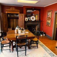 Antique dining furnishings on display at Somerset Art & Antiques in Somerset, Perry County, Ohio.