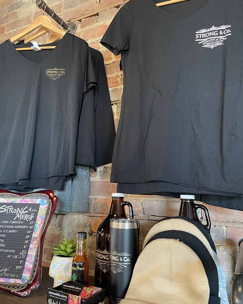 Wall of swag available at Strong & Co. restaurant on the town square in Somerset, Perry County, Ohio.