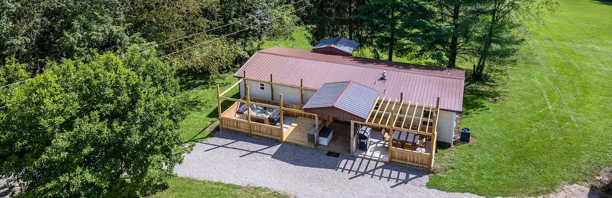 Aerial view of Take 5 lodging home in Somerset, Perry County, Ohio