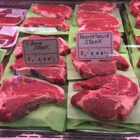 Fresh beef cuts sold at TC Market in Thornville, Perry County, Ohio.