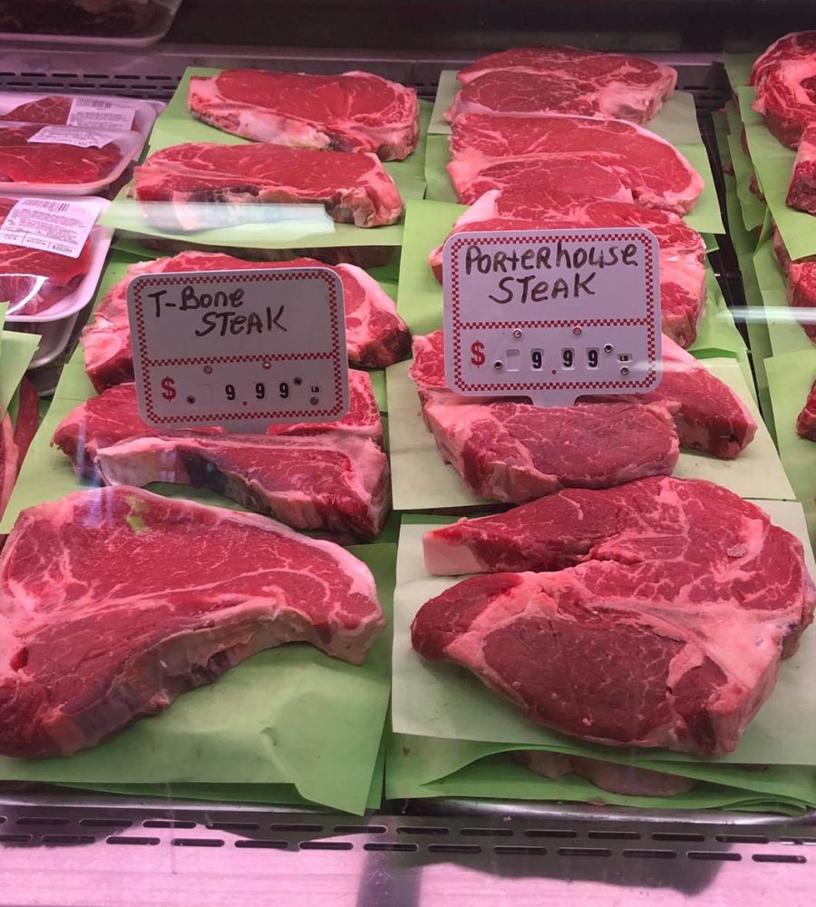 Fresh beef cuts sold at TC Market in Thornville, Perry County, Ohio.