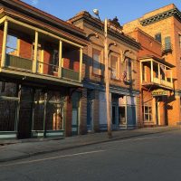 Streetscape of Main Street, location of the Tecumseh Theater in Shawnee, Perry County, Ohio.