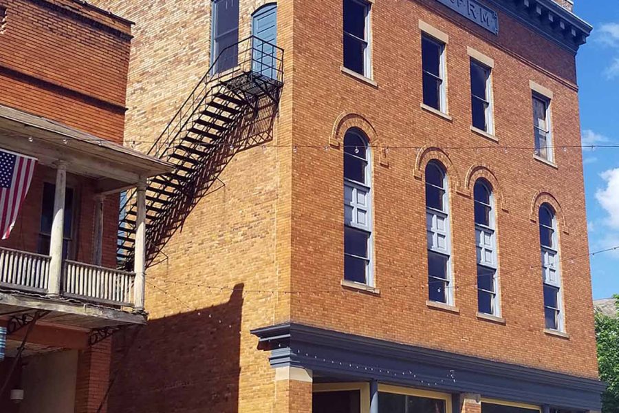 Exterior of the Tecumseh Theater in Shawnee, Perry County, Ohio.