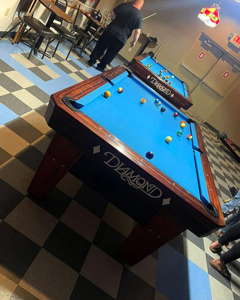 Pool tables inside The Hangout in Crooksville, Perry County, Ohio.