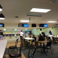 People bowling at Village Lanes in Thornville, Perry County, Ohio.