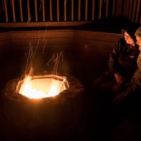 Enjoying the nighttime fire pit at the Wildwood Inn, Bed & Breakfast & Llama Farm in New Straitsville, Perry County, Ohio