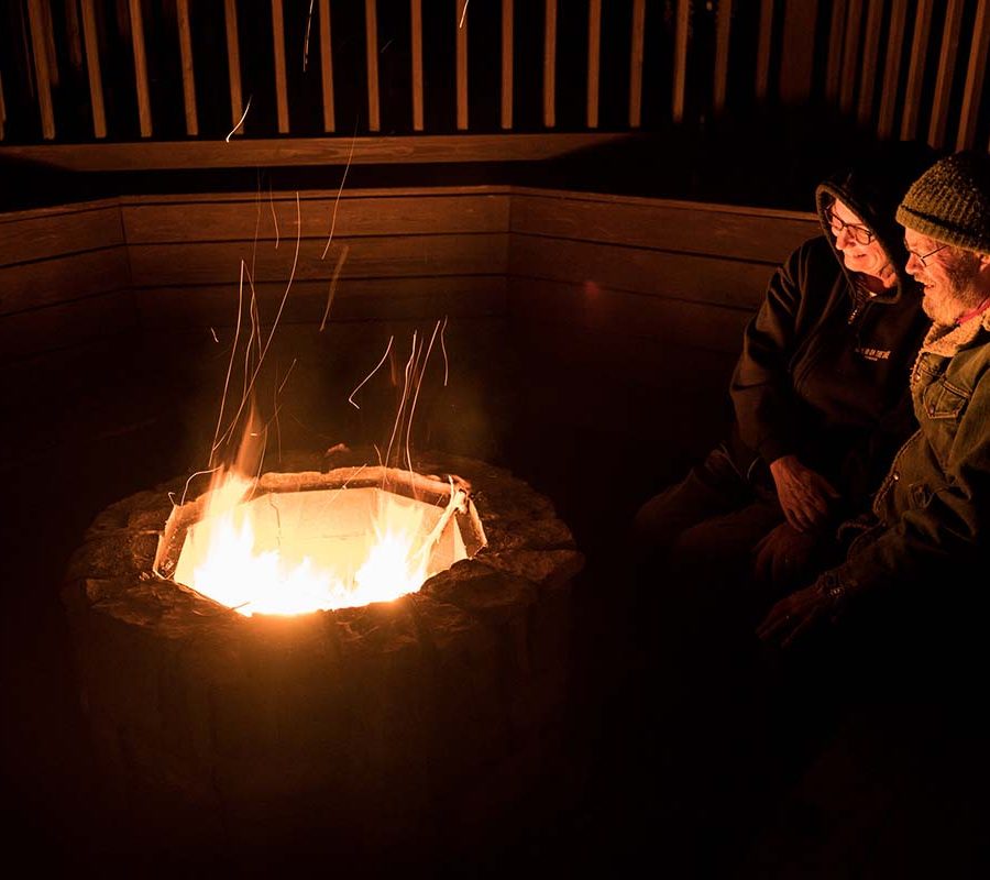 Enjoying the nighttime fire pit at the Wildwood Inn, Bed & Breakfast & Llama Farm in New Straitsville, Perry County, Ohio