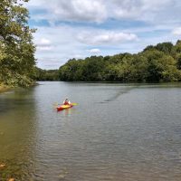 Person canoeing on New Lexington Reservoir in Perry County, Ohio