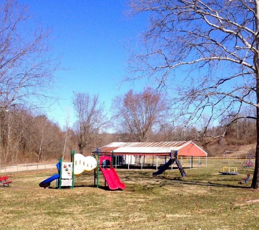 Playground and shelter at Shawnee Village Park in Shawnee, Perry County, Ohio