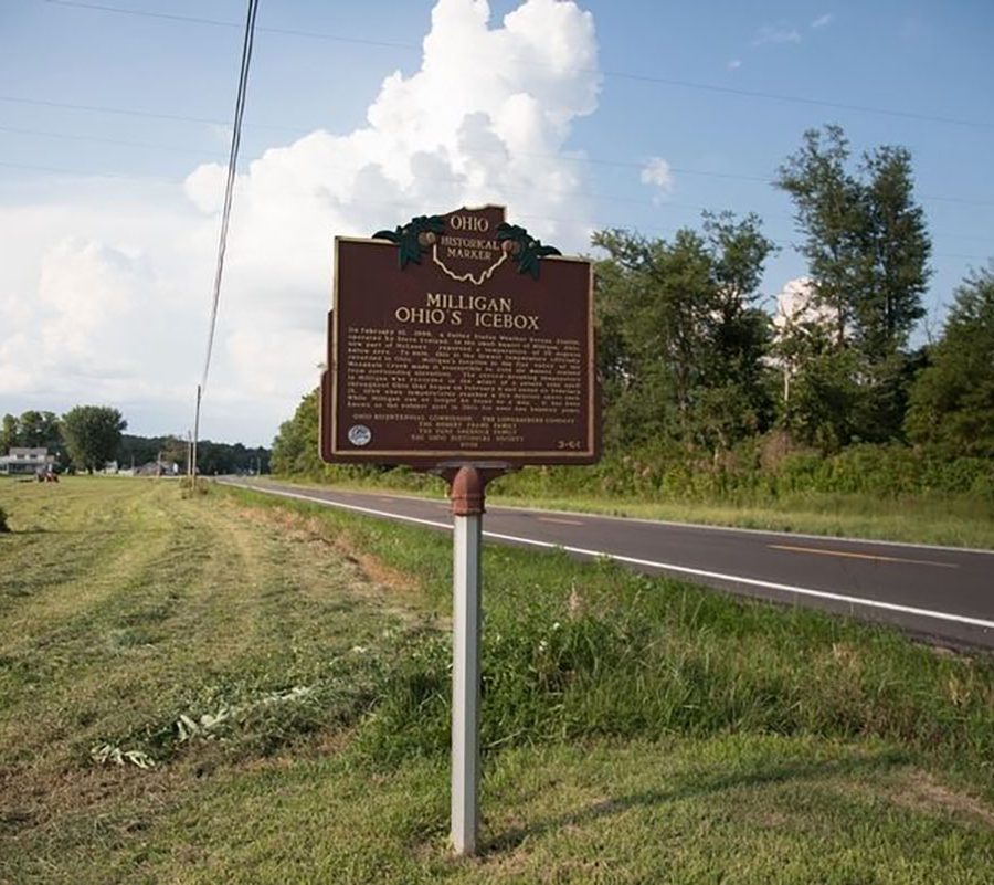 Historical marker for Ohio's Icebox in Perry County, Ohio.