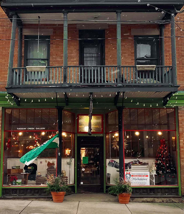 Exterior of Ohio's Winding Road storefront in Shawnee, Perry County, Ohio