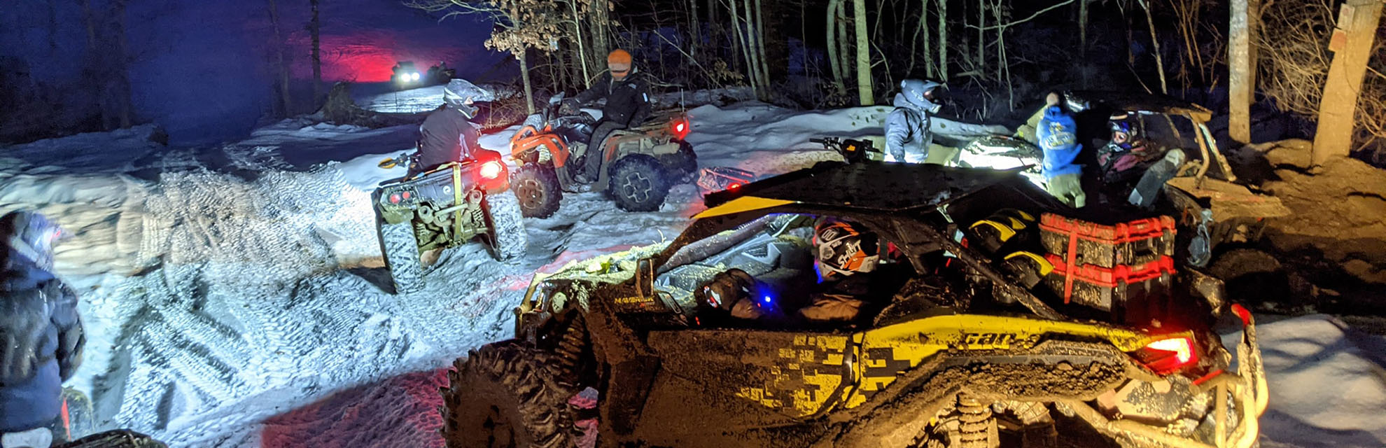 Winter ATV riders at Tecumseh Trails in Perry County, Ohio