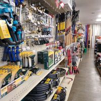 Shelves of tools on display at Thornville Hardware in Thornville, Perry County, Ohio