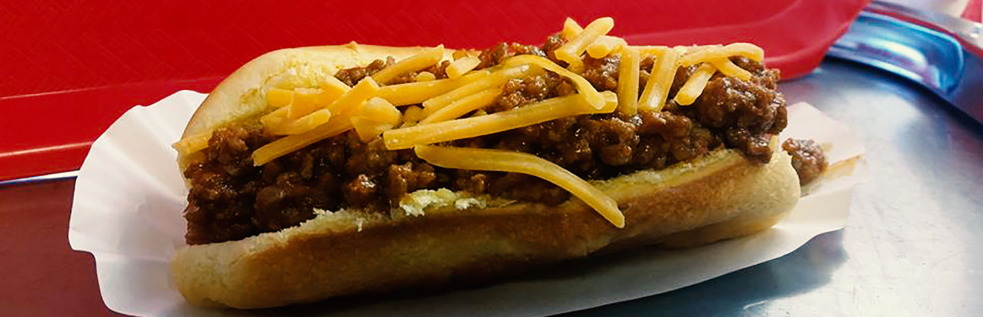 A chili dog served at Ceramics Chill-N-Grill