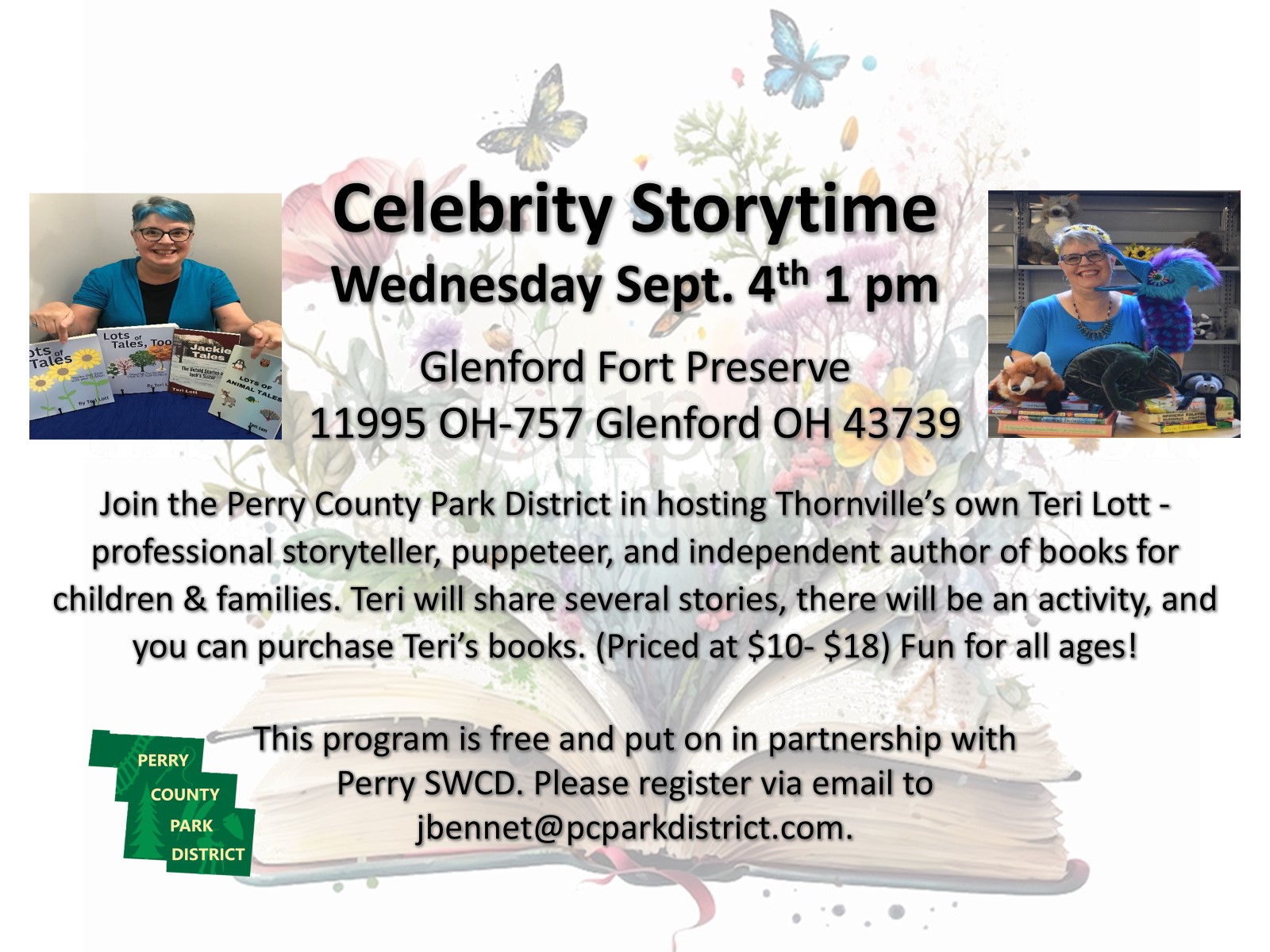 Join us September 4th at the Glenford Fort Preserve for Celebrity Storytime.