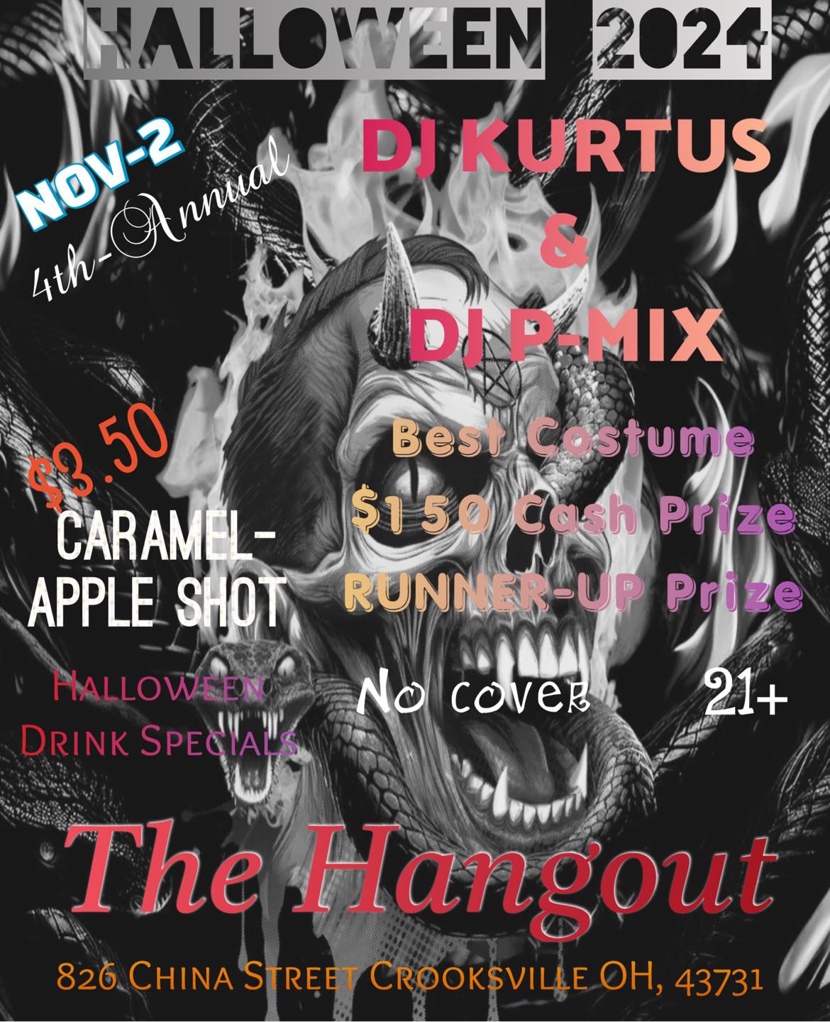 Join us at the Hangout on November 2nd for our fourth annual Halloween party featuring DJ Kurtus and DJ P-Mix