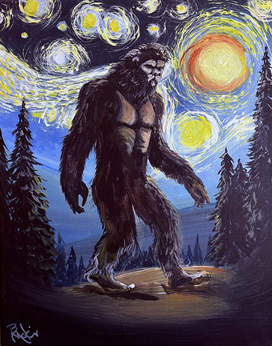 Acrylic Bigfoot Painting by artist Bobbi McKinnon